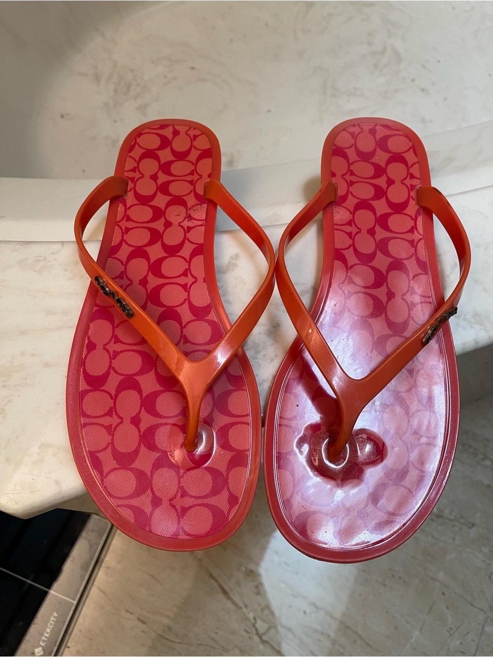 Coach Lyra Coral Logo Jelly Flip Flop Sandals